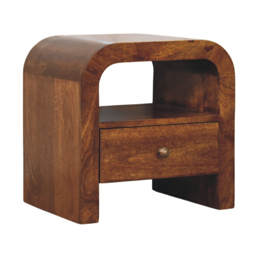 Darcy Chestnut Nightstand with Drawer and open shelf