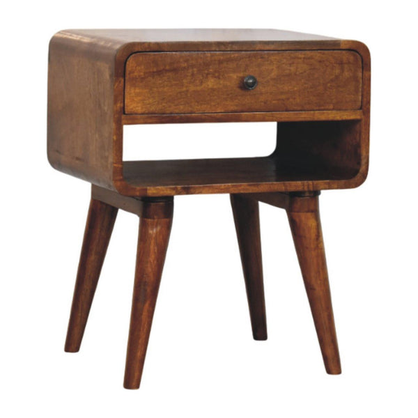 Avora Chestnut Nightstand with Drawer and open slot