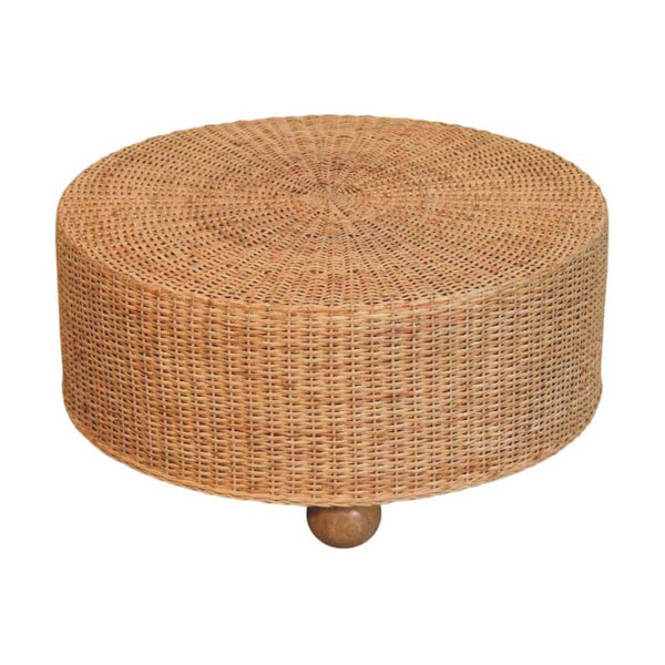 Regency Round Woven Coffee Table with Ball Feet - Living with Luxury
