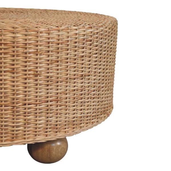 Regency Round Woven Coffee Table with Ball Feet - Living with Luxury