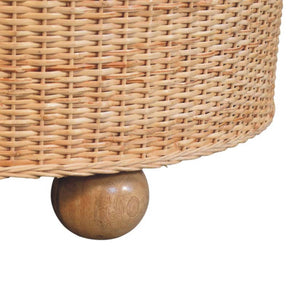 Regency Round Woven Coffee Table with Ball Feet - Living with Luxury
