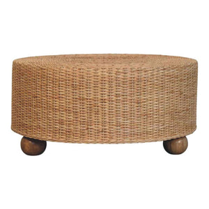 Regency Round Woven Coffee Table with Ball Feet - Living with Luxury