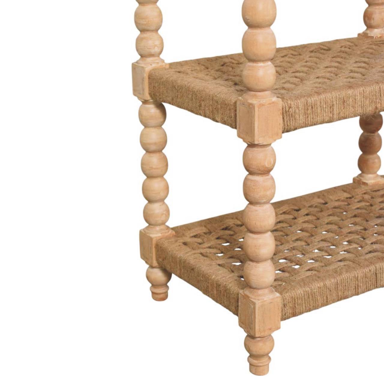 Savoy Bobbin Console with Jute Shelves