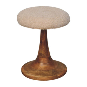 Boucle Teak Accent Stool - Living with Luxury