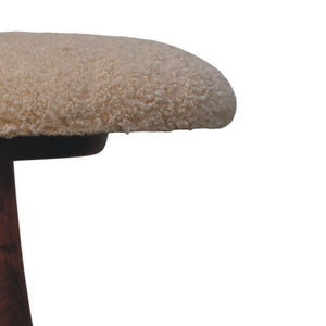 Boucle Teak Accent Stool - Living with Luxury