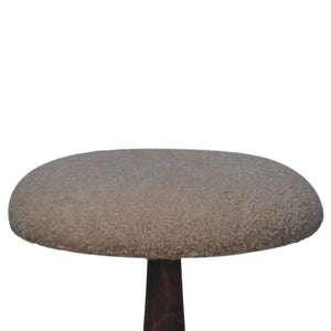 Boucle Teak Accent Stool - Living with Luxury