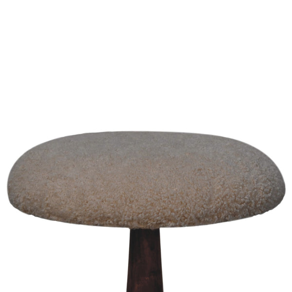 Boucle Teak Accent Stool - Living with Luxury