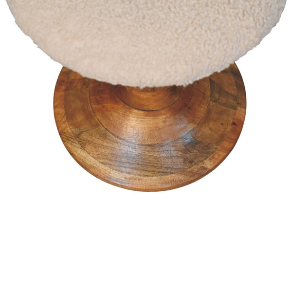 Boucle Teak Accent Stool - Living with Luxury