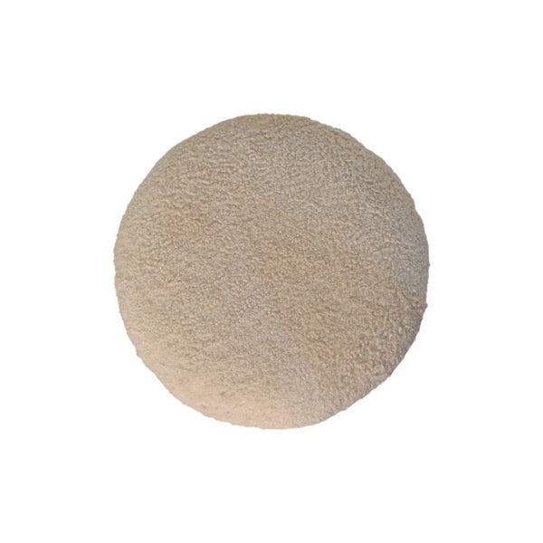 Boucle Teak Accent Stool - Living with Luxury