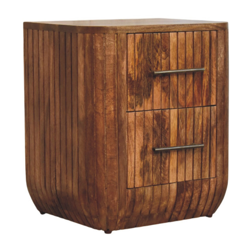Fluted Bedside with Drawers - Living with Luxury