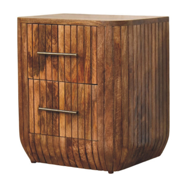 Fluted Bedside with Drawers - Living with Luxury
