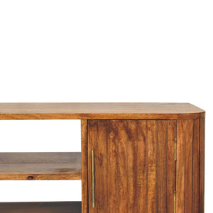 Fluted Media Console with Shelves - Living with Luxury