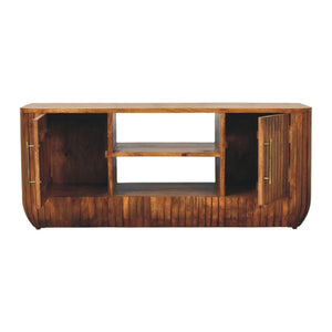 Fluted Media Console with Shelves - Living with Luxury