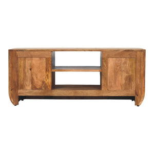Fluted Media Console with Shelves - Living with Luxury