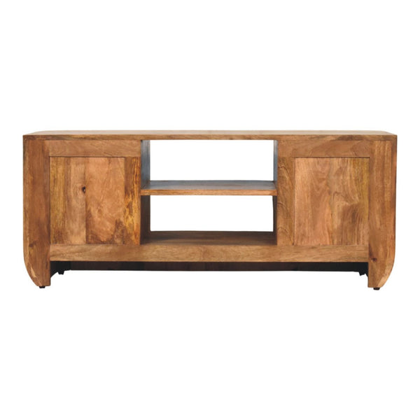 Fluted Media Console with Shelves - Living with Luxury
