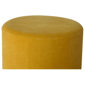 Mustard Velvet Footstool with Gold Base