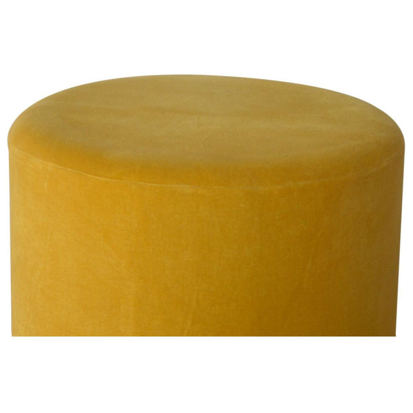 Mustard Velvet Footstool with Gold Base