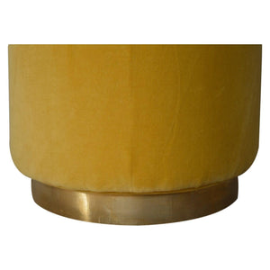 Mustard Velvet Footstool with Gold Base