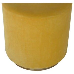 Mustard Velvet Footstool with Gold Base
