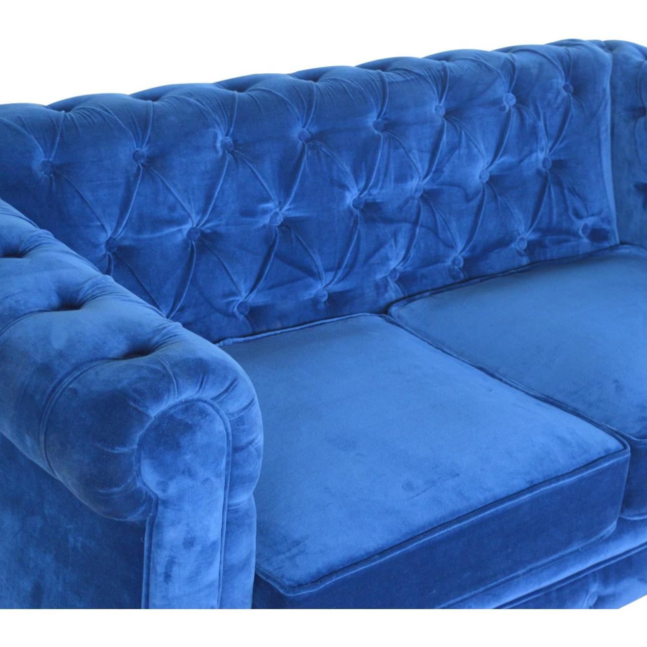 Royal Blue Velvet Chesterfield Sofa - Living with Luxury