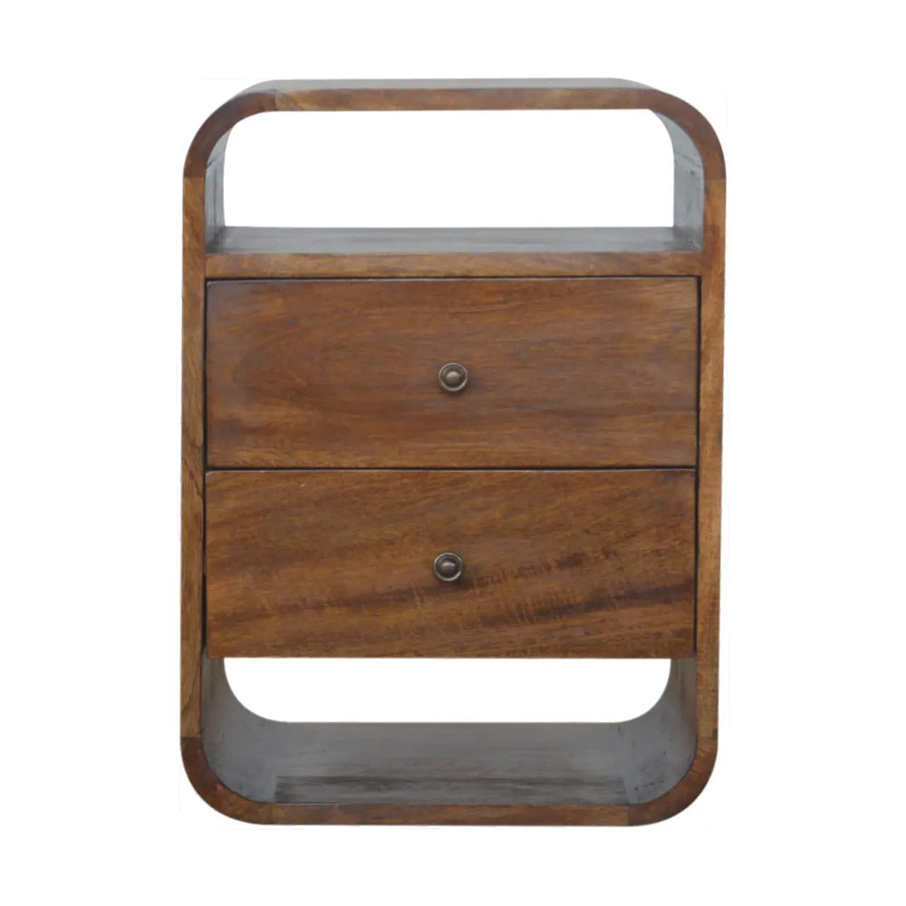 Chestnut Curve 2 Drawer Bedside