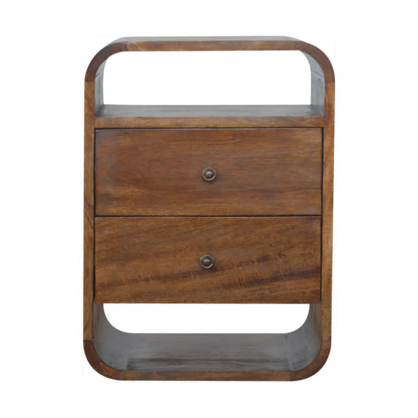 Chestnut Curve 2 Drawer Bedside