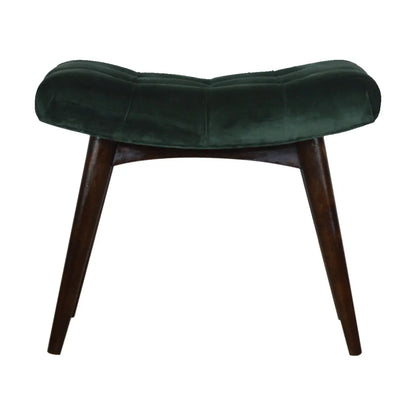 Emerald Velvet Curve Bench - Living with Luxury