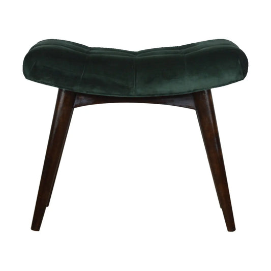 Emerald Velvet Curve Bench - Living with Luxury