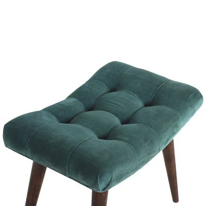 Emerald Velvet Curve Bench - Living with Luxury