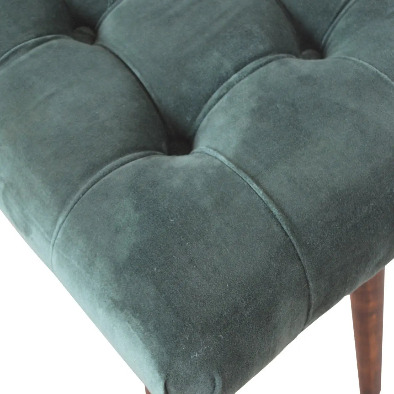 Emerald Velvet Curve Bench - Living with Luxury