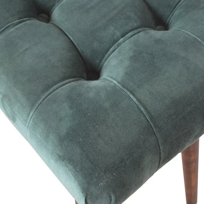Emerald Velvet Curve Bench - Living with Luxury