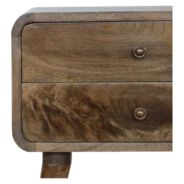 Curved Classic Grey Washed Bedside