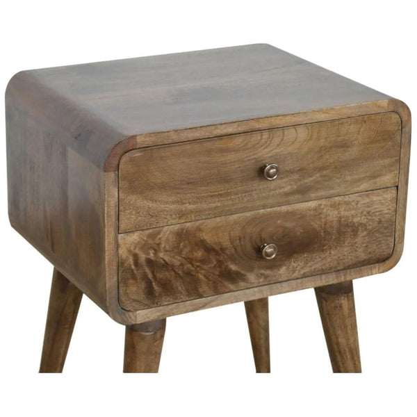 Curved Classic Grey Washed Bedside