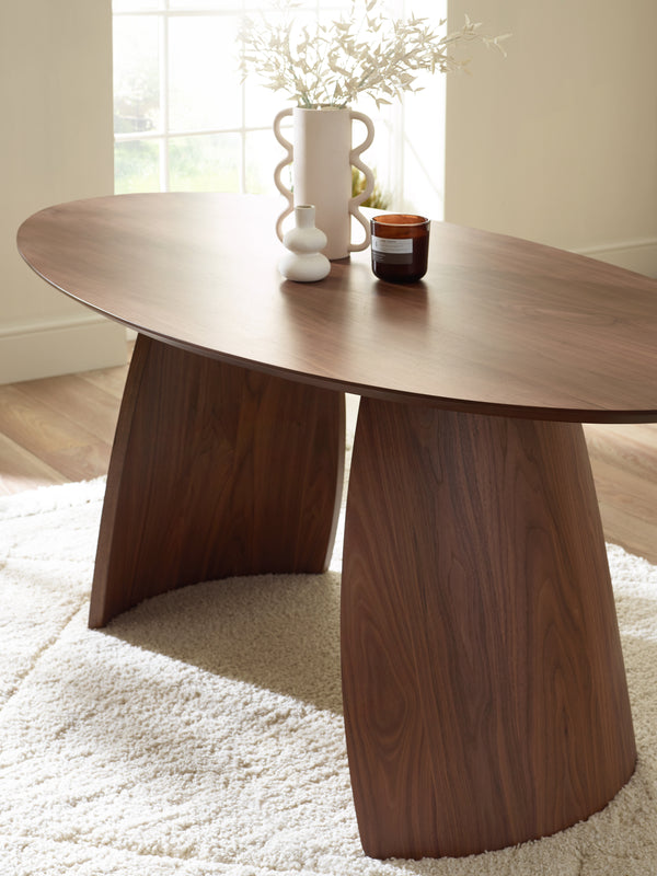Julius Oval 4-6 Seater Dining Table - Walnut Effect - Living with Luxury