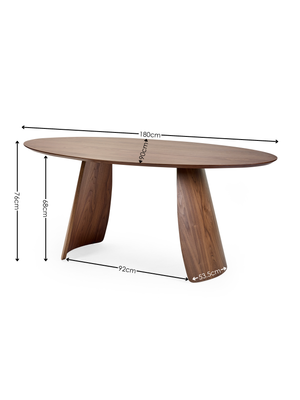 Julius Oval 4-6 Seater Dining Table - Walnut Effect - Living with Luxury