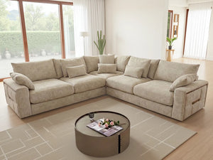 Jupiter Large Corner Sofa – Grey & Beige Living Room Seating