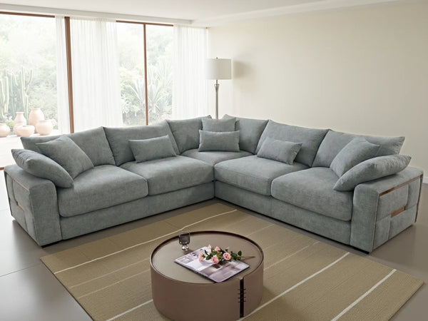 Jupiter Large Corner Sofa – Grey & Beige Living Room Seating
