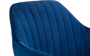Kahlo Velvet Swivel Office Chair Blue/Chrome - Living with Luxury