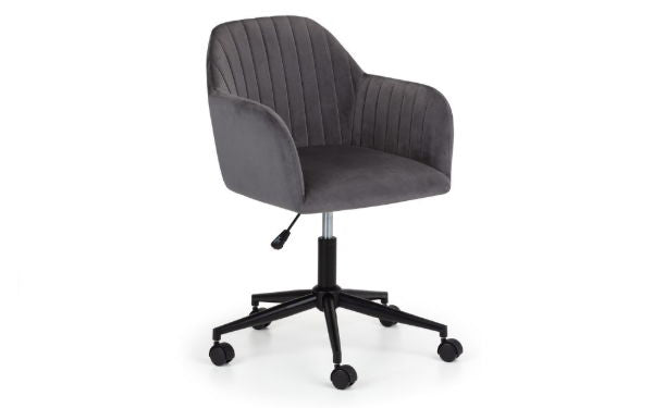 Kahlo Velvet Swivel Office Chair Grey/Black - Living with Luxury