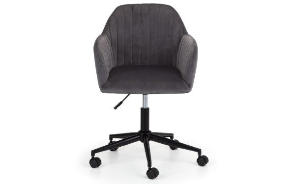 Kahlo Velvet Swivel Office Chair Grey/Black - Living with Luxury