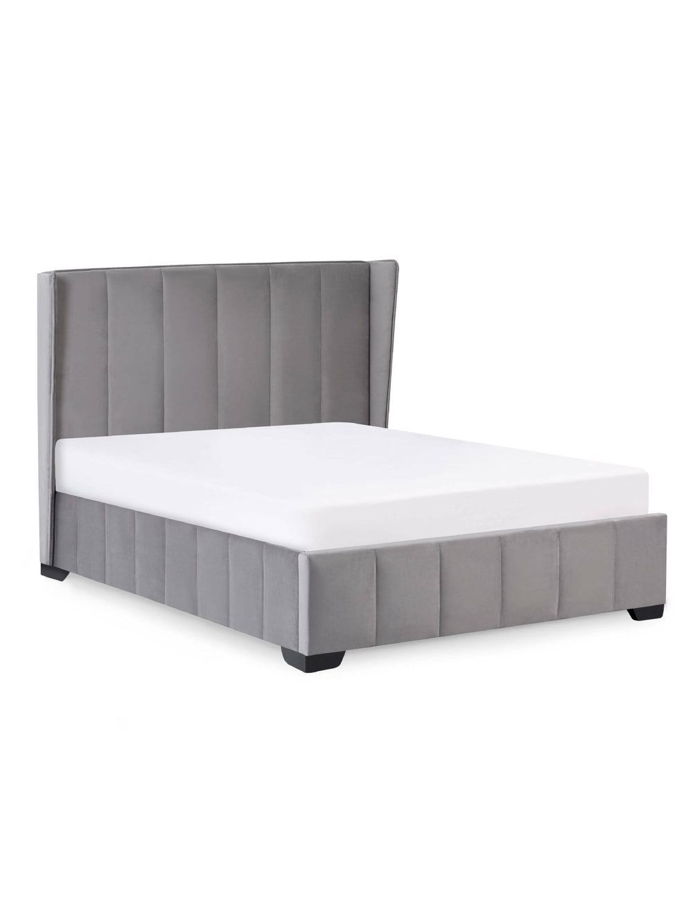 Katie Grey Velvet Upholstered 135cm Double Bed - Living with Luxury