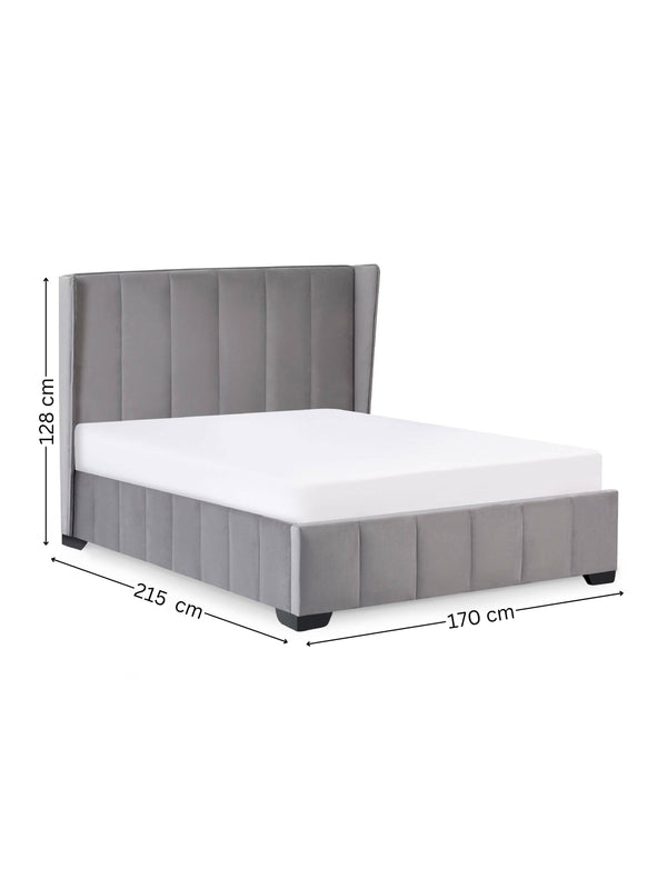 Katie Grey Velvet Upholstered 150cm Kingsize Bed - Living with Luxury
