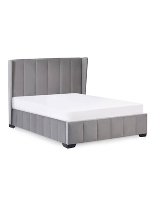 Katie Grey Velvet Upholstered 150cm Kingsize Bed - Living with Luxury