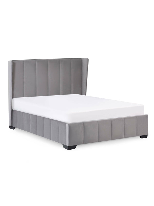 Katie Grey Velvet Upholstered 150cm Kingsize Bed - Living with Luxury