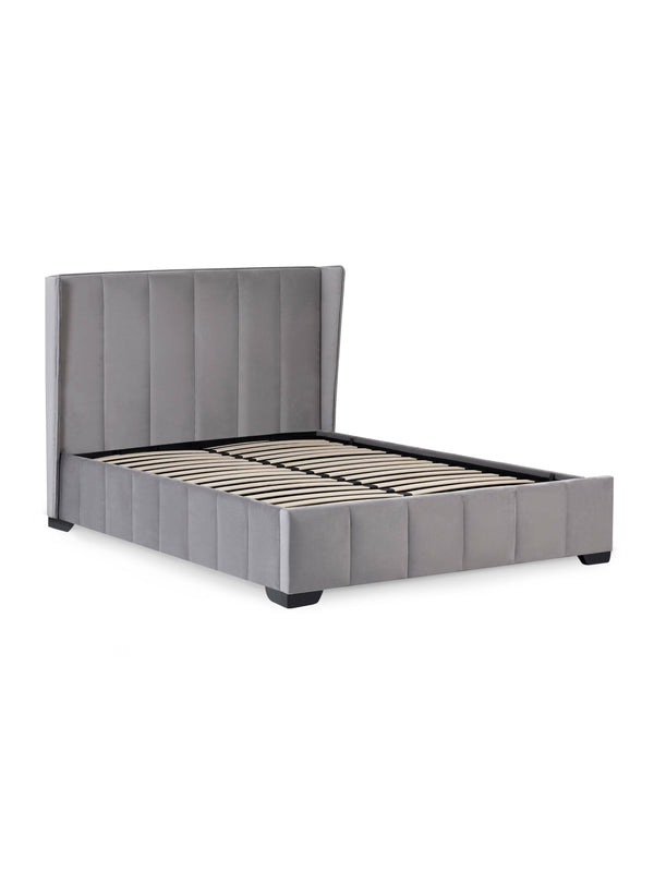 Katie Grey Velvet Upholstered 150cm Kingsize Bed - Living with Luxury