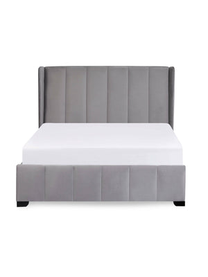 Katie Grey Velvet Upholstered 150cm Kingsize Bed - Living with Luxury