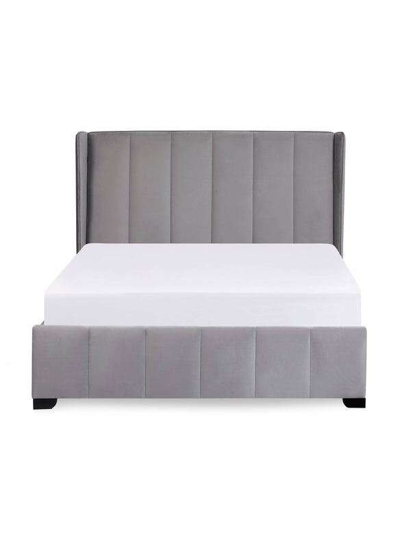 Katie Grey Velvet Upholstered 150cm Kingsize Bed - Living with Luxury