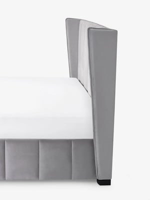 Katie Grey Velvet Upholstered 150cm Kingsize Bed - Living with Luxury