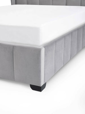Katie Grey Velvet Upholstered 150cm Kingsize Bed - Living with Luxury