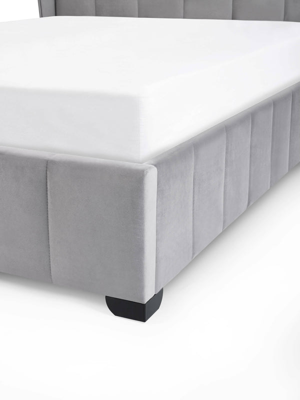 Katie Grey Velvet Upholstered 150cm Kingsize Bed - Living with Luxury